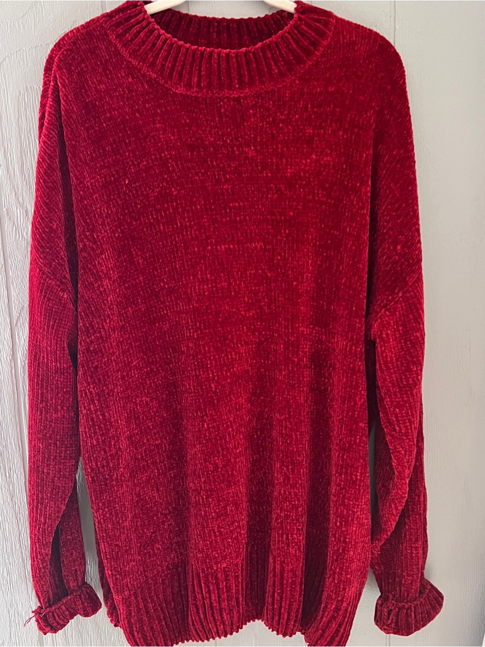 Zenana Outfitters Red Cozy Oversized Crewneck Sweater large
